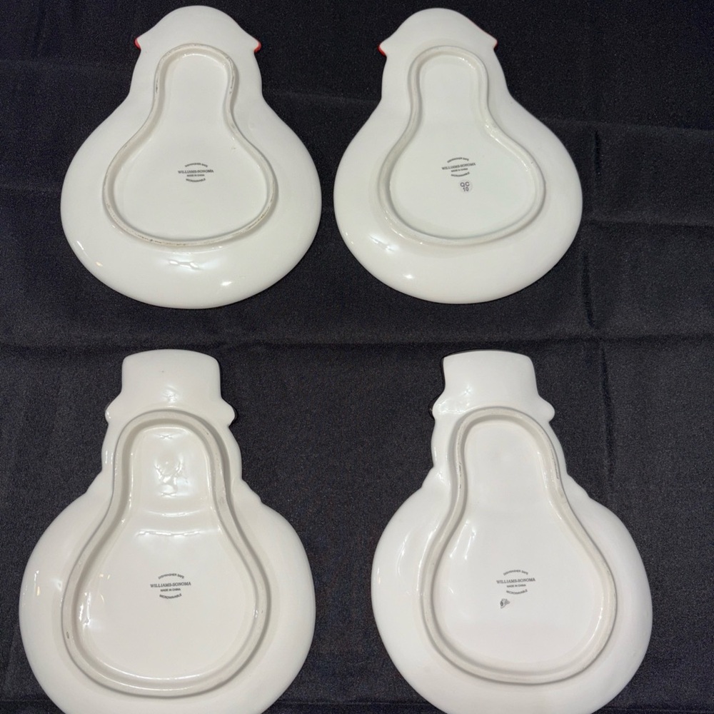 4-Williams Sonoma Snowman Plates Set - Red and Black - Picture 6 of 11
